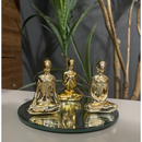 Kit 3 Estátuas Decorativas Yoga + Bandeja Espelhada para Decoração Zen