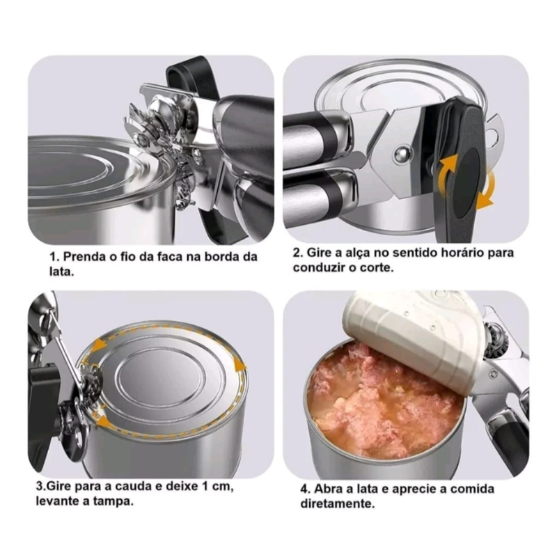 Abridor De Latas E Garrafas Aço Inox Profissional Casa