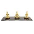 Kit 3 Estátuas Decorativas Yoga + Bandeja Espelhada para Decoração Zen