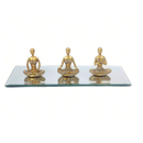 Kit 3 Estátuas Decorativas Yoga + Bandeja Espelhada para Decoração Zen