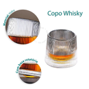 Jogo 6 Copos Whisky de Vidro Com Fundo Giratório Listrado 170ml