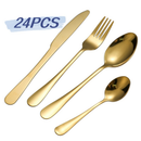 Jogo de Talheres Dourado 24 Peças Premium para Mesa Posta Luxo