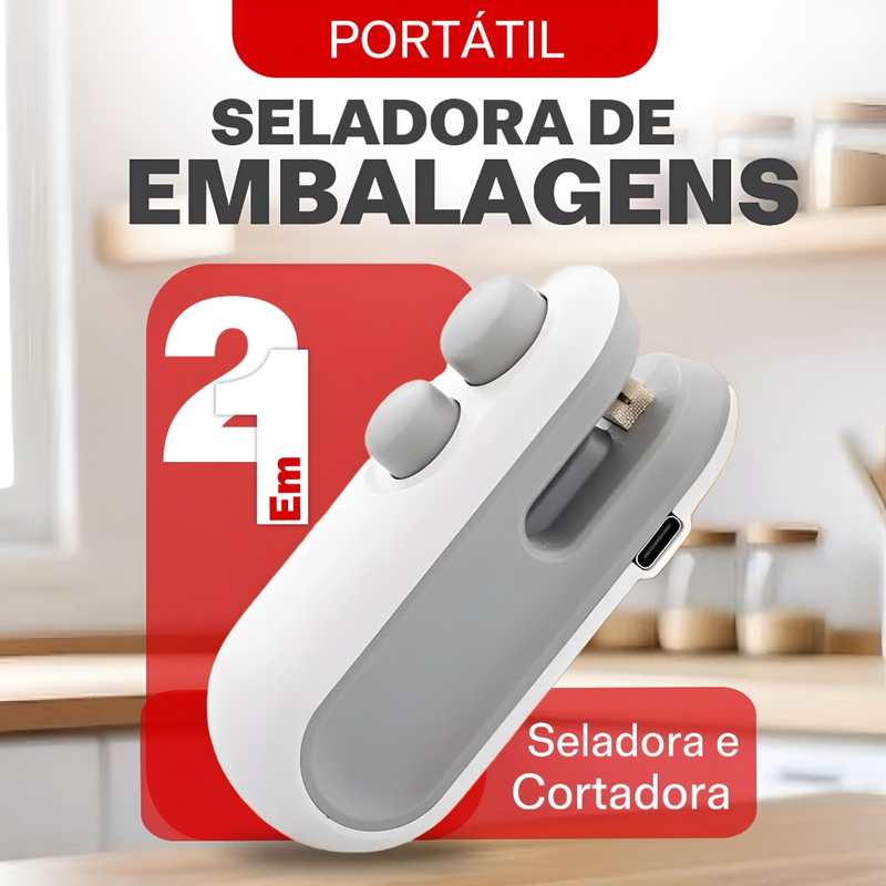 Mini Máquina Seladora Portátil 2 Em 1 Saco Plástico Embalagen Carregamento Usb Elétrica
