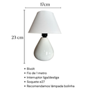 Abajur Luminaria de Ceramica Porcelana Gota Bivolt Com Cupula para Decoração Quarto Escritorio Sala Decoração