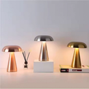 Luminária Abajur de Mesa Cogumelo Portátil Metálico LED, Sem Fio, Quarto Restaurante, Recarregável USB, Touch com Dimmer