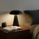 Luminária Abajur de Mesa Cogumelo Portátil Metálico LED, Sem Fio, Quarto Restaurante, Recarregável USB, Touch com Dimmer