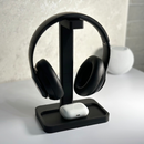 Suporte de Mesa para Headseat e Fone de Ouvido com Bandeja – Organização de Mesa, Escritório e Setup Gamer
