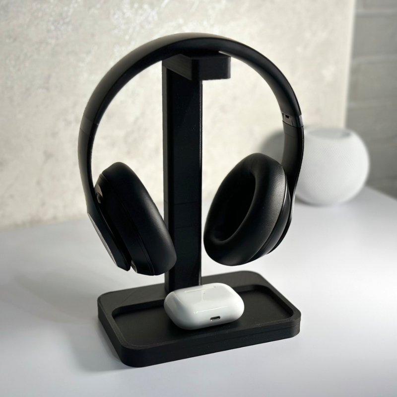 Suporte de Mesa para Headseat e Fone de Ouvido com Bandeja – Organização de Mesa, Escritório e Setup Gamer