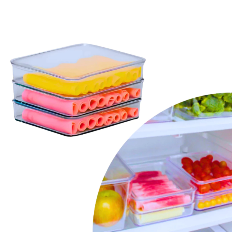 Porta Frios Hermético Presunto Queijo Salame Kit Acrílico Resistente Triplo Pote Mantimentos