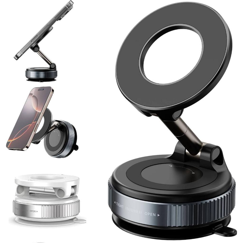 Suporte Celular Carro Magnético Metal Ventosa a Vácuo 360° Forte Anti-Queda iPhone