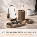 Kit Organizador de Mesa Escritório 4 Peças Porta Caneta Suporte Celular Bandeja