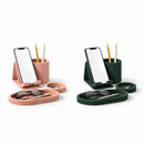 Kit Organizador de Mesa Escritório 4 Peças Porta Caneta Suporte Celular Bandeja
