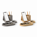 Kit Organizador de Mesa Escritório 4 Peças Porta Caneta Suporte Celular Bandeja