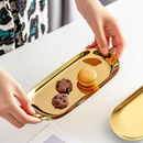 Bandeja Aco Inoxidavel Luxo Decorativa para Jóias Alimentos Dourado