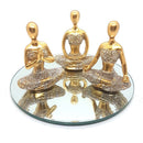 Kit 3 Estátuas Decorativas Yoga + Bandeja Espelhada para Decoração Zen