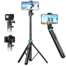 Tripé de bastão de selfie para celular de 1,7 m, controle remoto integrado, portátil