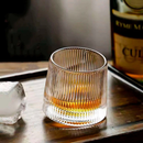 Jogo 6 Copos Whisky de Vidro Com Fundo Giratório Listrado 170ml