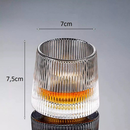 Jogo 6 Copos Whisky de Vidro Com Fundo Giratório Listrado 170ml