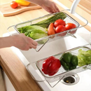 Escorredor de pia inox peneira Alça retrátil fruteira alimentos
