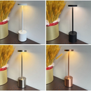 Luminária de Mesa Abajur Cabeceira Escrivaninha LED 3 em 1 Recarregável Tipo C Preto Cromado Dourado