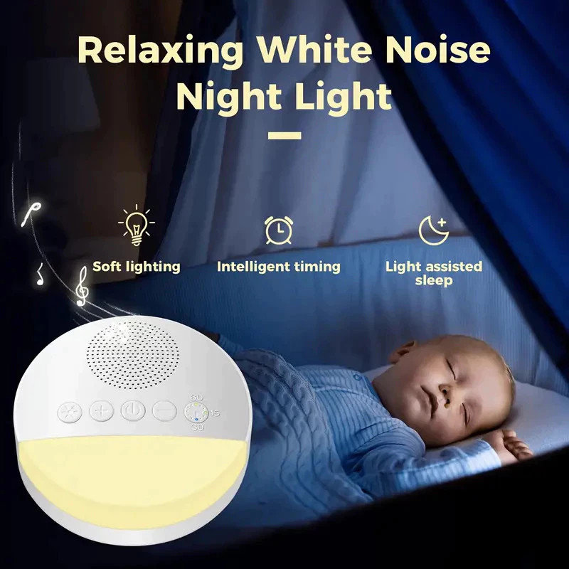 Máquina de ruído branco infantil , luz noturna com carregamento USB, reprodutor de som para dormir