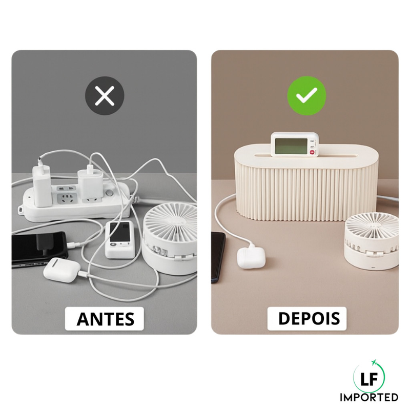 Organizador de Mesa Para Cabos e Fios Multiuso Armazenamento de Tomadas Caixa